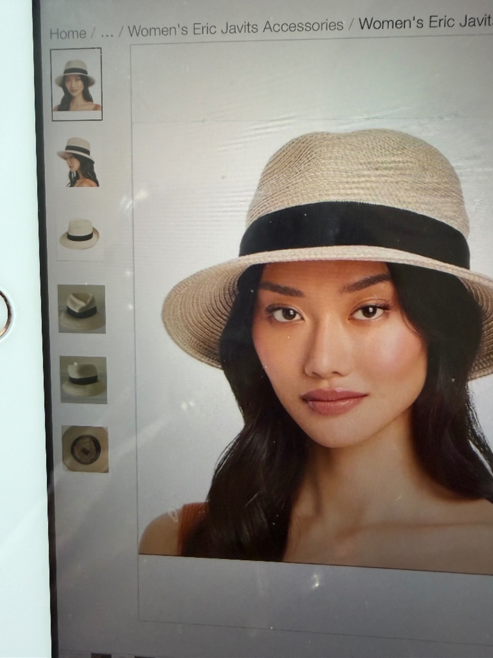 Eric Javits packable Fedora lt beige  color black band